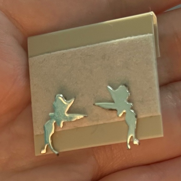 Sterling Silver Tinkerbell Stud Earrings - Picture 1 of 4
